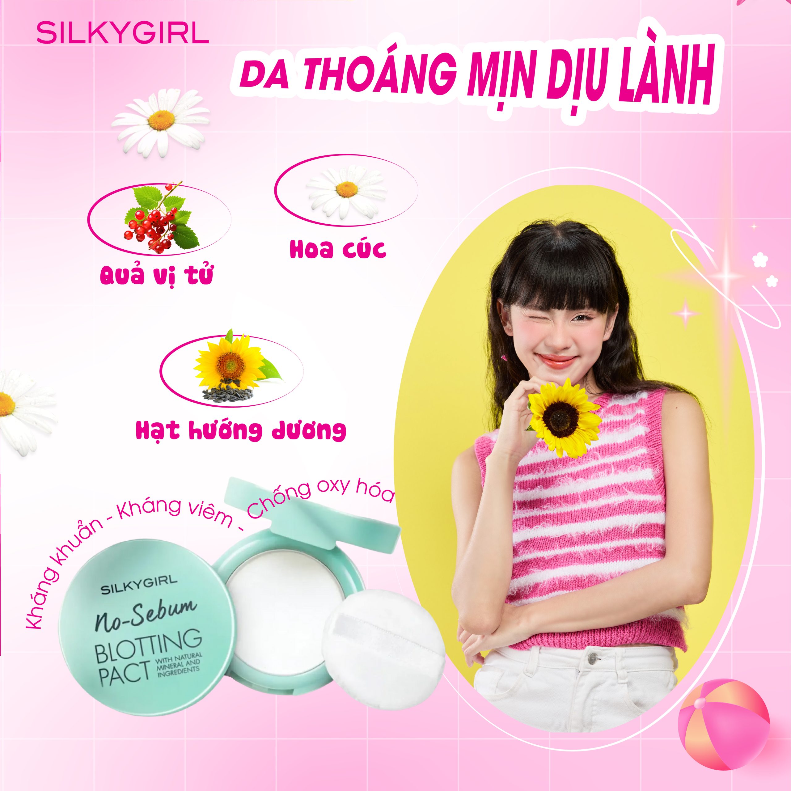 PHẤN PHỦ KHOÁNG KIỀM DẦU DẠNG NÉN SILKYGIRL NO – SEBUM BLOTTING PACT NATURAL - 7g - Ảnh 4