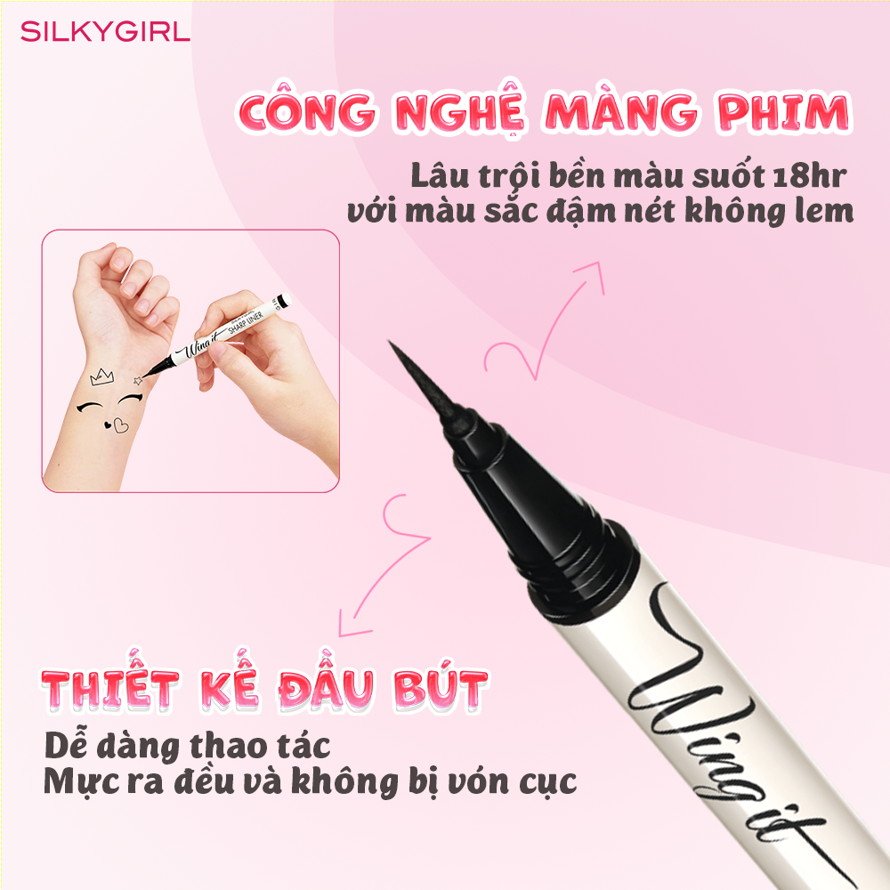 BÚT KẺ MẮT SILKYGIRL WING IT SHARP EYELINER - 0.5g - Ảnh 4