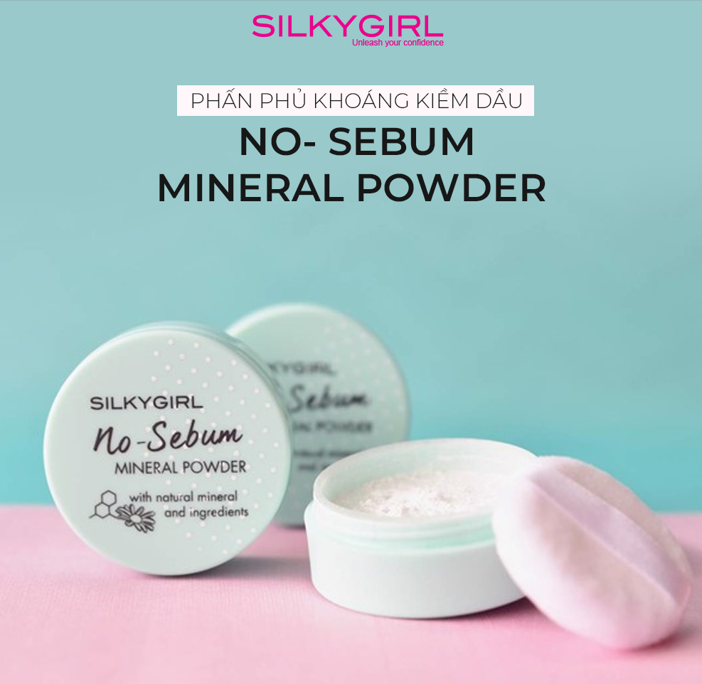 SILKYGIRL No Sebum Mineral Powder - một trong các loại phấn phủ không màu lành tính tốt và được ưa chuộng nhất. Sản phẩm có chất bột rất mềm và mịn. Thành phần bột là những hạt phấn nhỏ li ti, nhìn rất mịn khi thoa lên da.