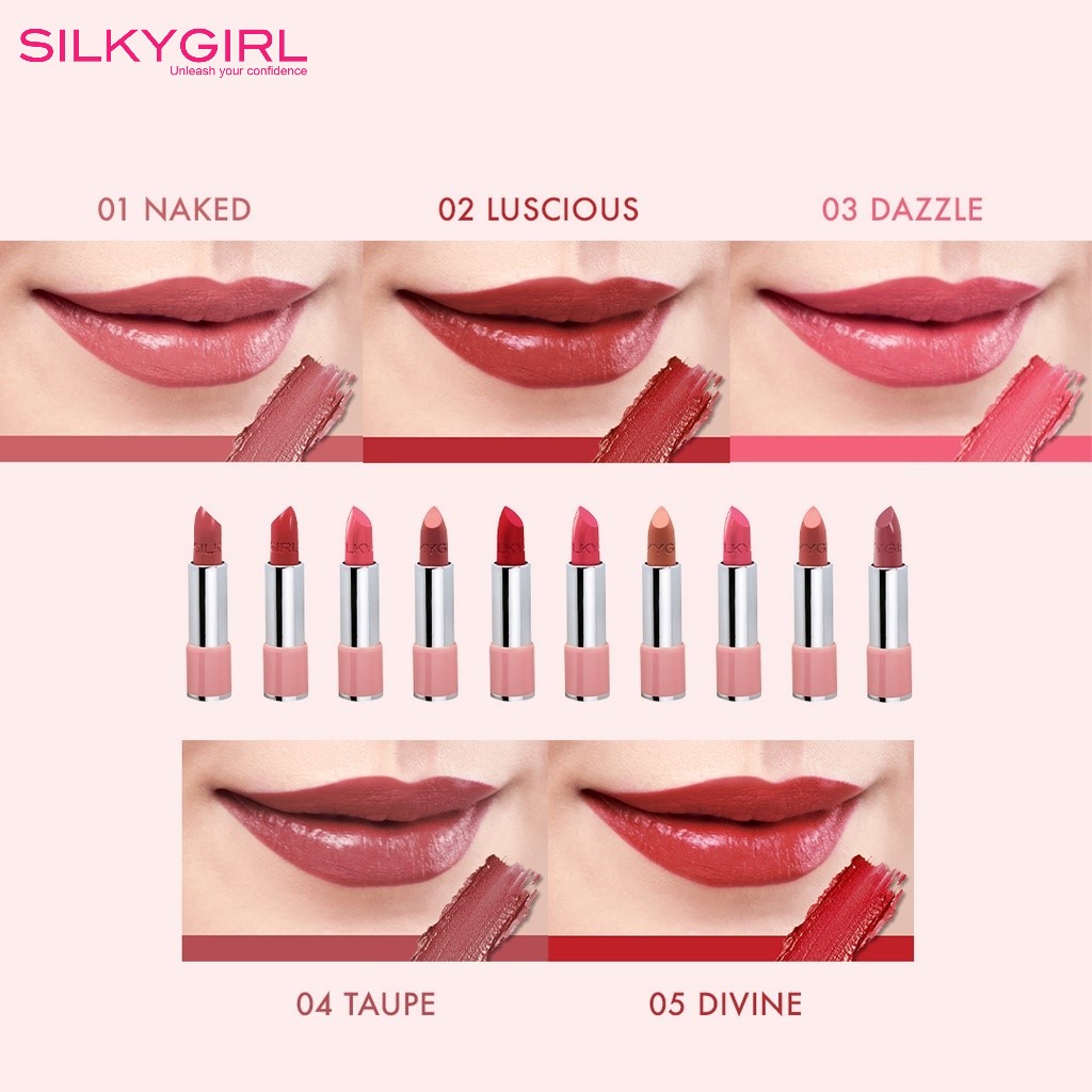 Màu môi dưỡng ẩm "Silky Girl" sử dụng công nghệ "High Intensity Pigments"